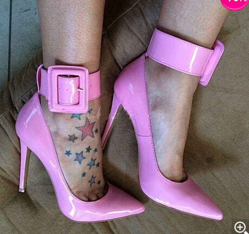 Leather Classic Strap - Ladies Charming Pink Patent Leather Pointed