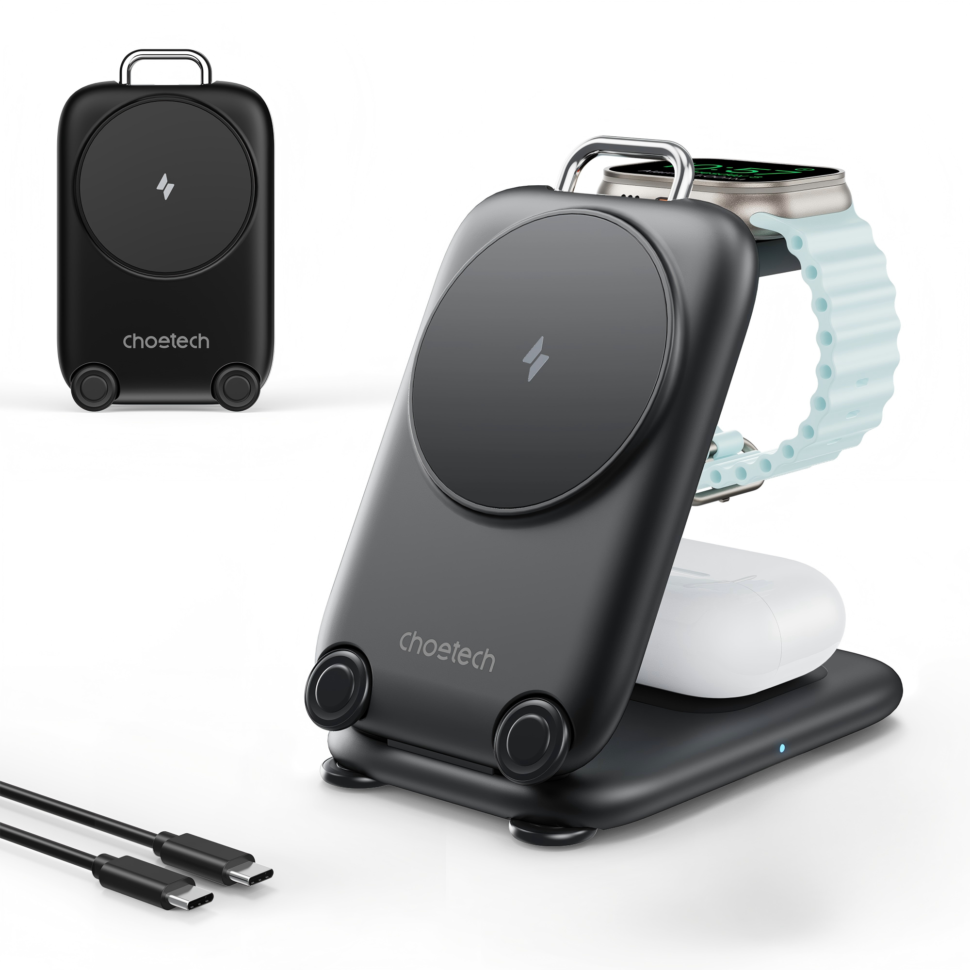 Smartwatch Headset - 3-in-1 Travel Fast Charge Wireless Charging