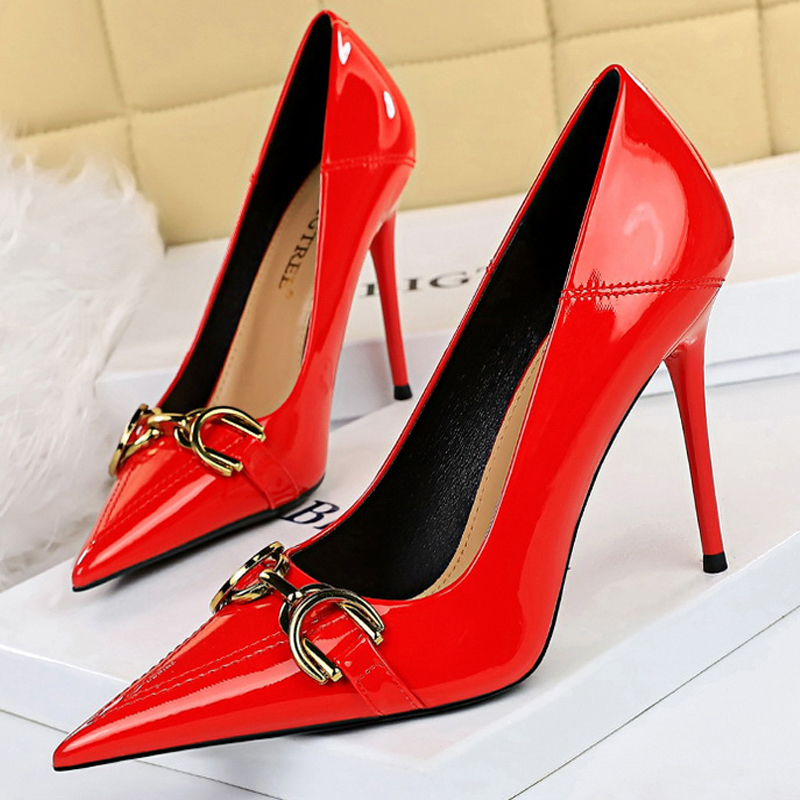 Leather Classic Strap - Luxury Women Pumps Metal belt buckle