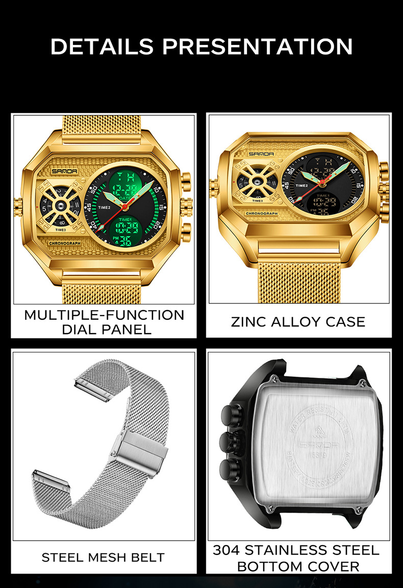 Fashion Sanda Dual Display Men - Stainless Mesh Band recensie en prijs
