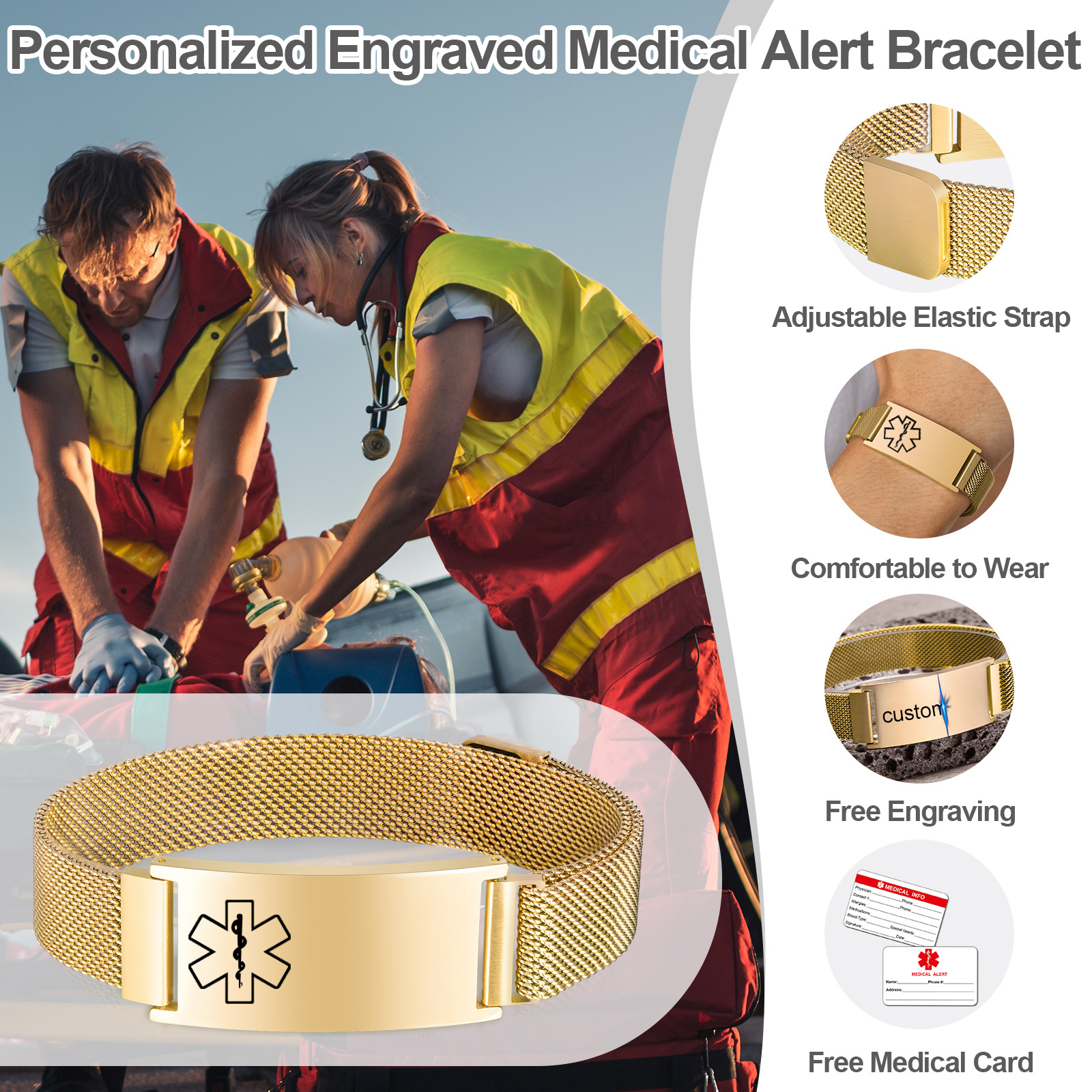 Persoanlized Medical Alert ID  - Stainless Mesh Band recensie en prijs