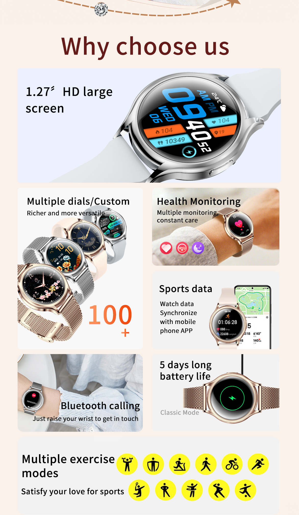 1.27 inch Women Smart Watch Bl - Smartwatch Custom recensie en prijs