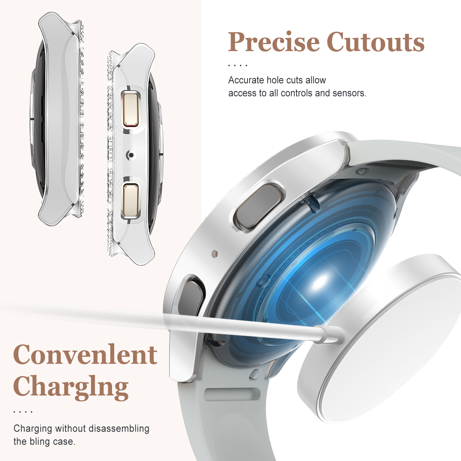 Glass+Diamond Case for Samsung - Smartwatch Watch Accessories For Women recensie en prijs